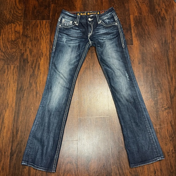 Rock Revival Jody Boot Dark Blue Boot Cut Jeans Y2K Vintage Size 31 EUC - Picture 3 of 16